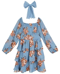 Rare Editions Big Girls 2-Piece Chiffon Bow and Dress Set