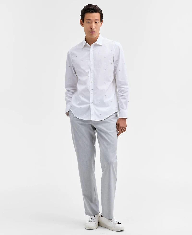 Alfani Men's Long Sleeve Dobby Geo Print Button-Front Shirt, Macy's Exclusive