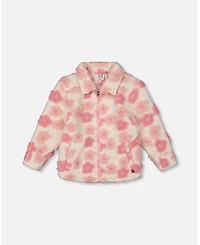 Deux par Girl Sherpa Overshirt Off-White and Pink