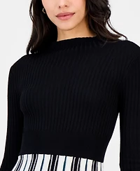 Robbie Bee Petite Long-Sleeve Pleated-Skirt Sweater Dress