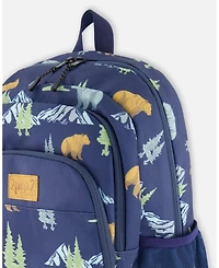Deux par Deux Boy Little Kids Backpack Navy Animal Print - Toddler|Child