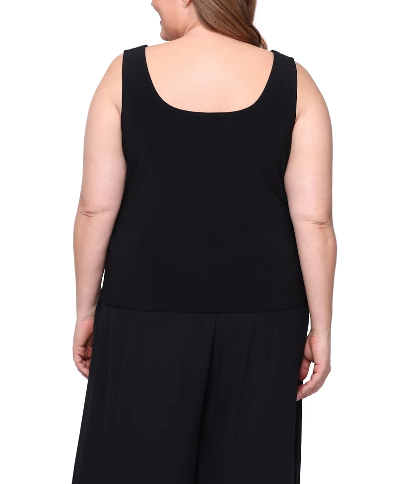 Alex Evenings Plus 3/4-Sleeve Embroidered Jacket and Tank Twinset