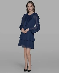 Karl Lagerfeld Paris Women's Layered Ruffle Dress