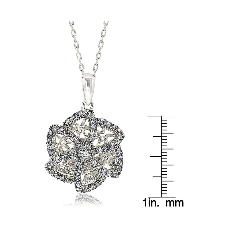 Suzy Levian New York Suzy Levian Sterling Silver Sapphire & Created White Sapphire Flower Pendant