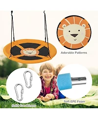 Akiudex 40inch Saucer Tree Swing for Kids with Adjustable Ropes, Foam Padding, 220 lb Capacity