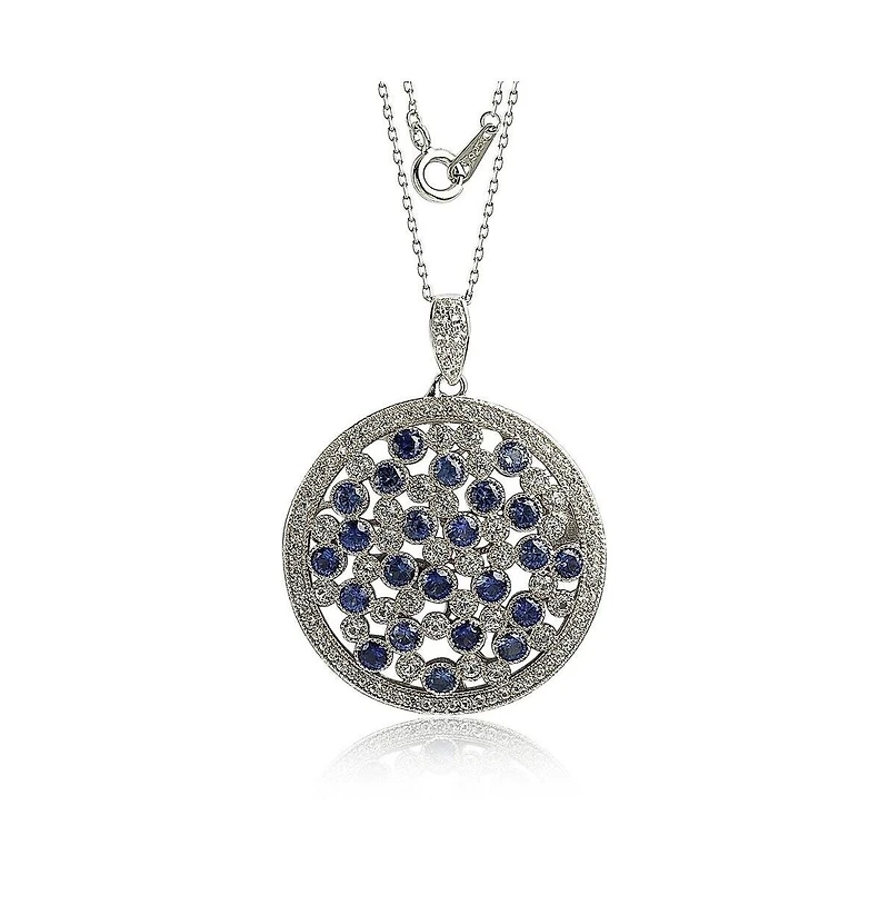 Suzy Levian Sterling Silver Sapphire & Created White Sapphire Multi-Circle Pendant