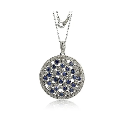 Suzy Levian Sterling Silver Sapphire & Created White Sapphire Multi-Circle Pendant