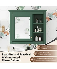 Casainc 30" x 28" Bathroom Medicine Cabinet with Mirror and 3 Open Shelves, Wall-Mounted (No Vanity)