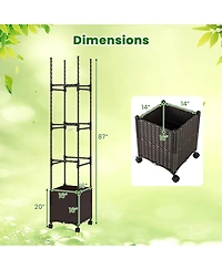 Gymax 87'' Tall Raised Garden Bed w/ Plant Box & Trellis Lockable Wheels Indoor Outdoor
