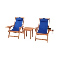 Jiallo Canvas Sling Chairs With Cup And Wine Holder And End Table