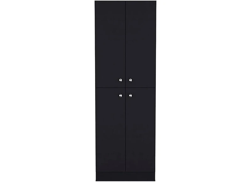 Vanirror Black Pantry Cabinet, Space-Saving Kitchen Storage with Four Doors & Adjustable Shelves, Freestanding Organizer