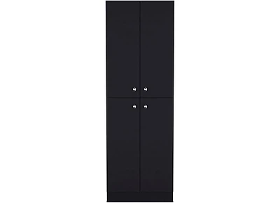 Vanirror Black Pantry Cabinet, Space-Saving Kitchen Storage with Four Doors & Adjustable Shelves, Freestanding Organizer