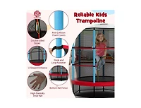 Akiudex 55 Inch Kids Trampoline with Enclosure Net and Foam Padded Poles