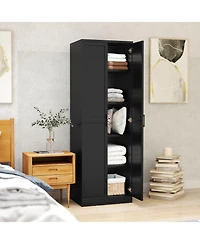 Gymax 70'' Storage Cabinet Freestanding Pantry Cabinet w/2 Doors & 5 Shelves