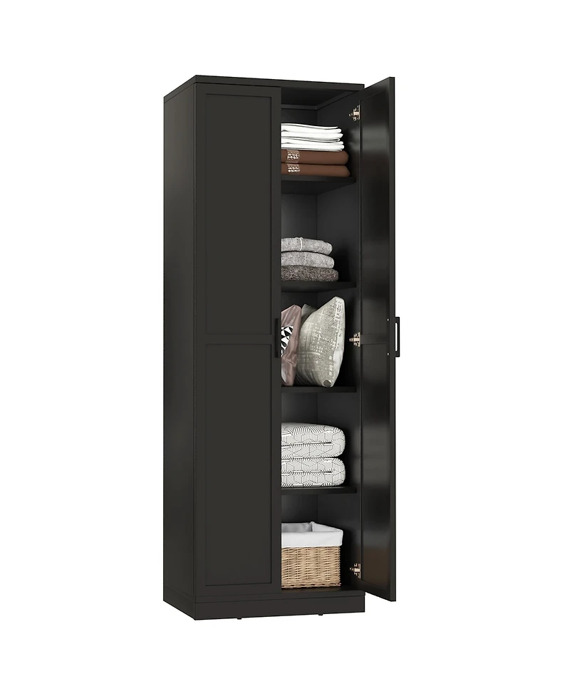 Gymax 70'' Storage Cabinet Freestanding Pantry Cabinet w/2 Doors & 5 Shelves