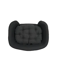 Aostirmotor Luxury Elevated Dog Bed Corduroy Pet Couch with Rubber Wood Legs for Small Dogs Easy Assembly