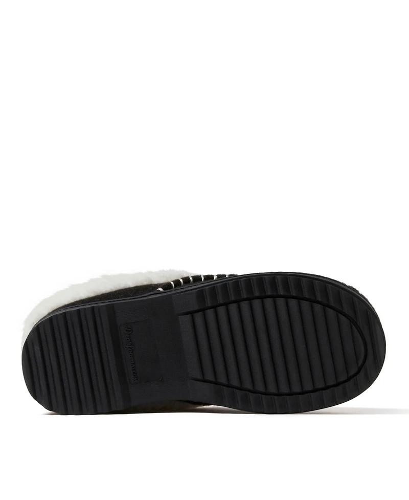 Dearfoams Women's Nyla Felted Plaid Moccasin Toe Clog House Shoe Slipper