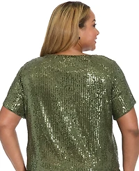 Muse Plus Cropped Sequin Short Sleeve T-Shirt