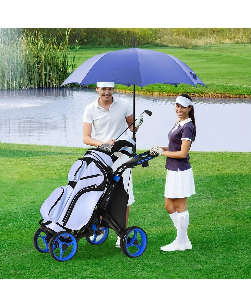 Akiudex 4-Wheel Foldable Golf Push Cart with Adjustable Handle