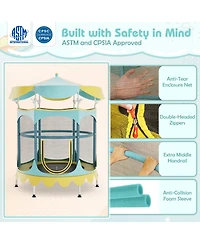 Akiudex Kids Trampoline with Enclosure Net and Removable Canopy