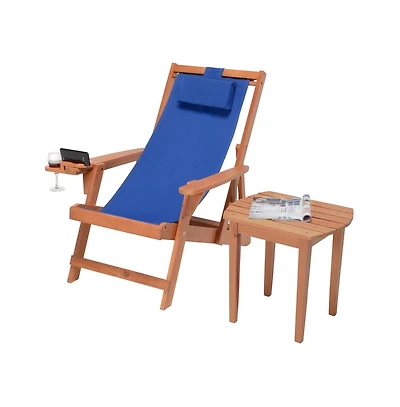 Jiallo Canvas Sling Chair With Cup And Wine Holder And End Table