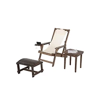 Jiallo Canvas Sling Chair With Cup And Wine Holder And Ottoman (Set Of