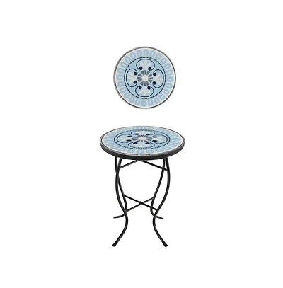 Jiallo Mosaic Pansies Blue Accent Table