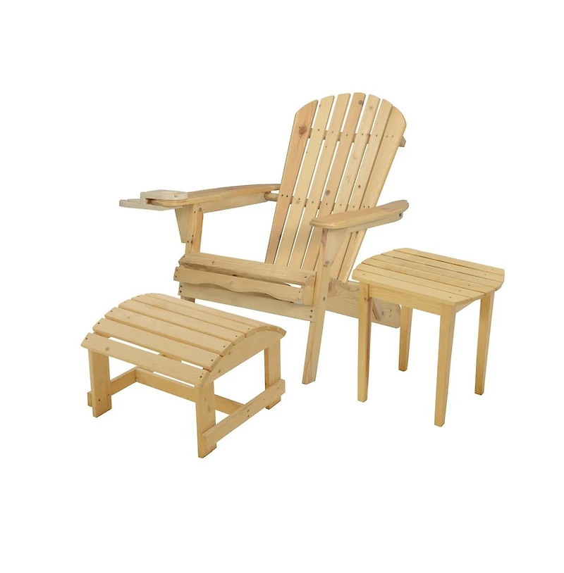 Jiallo Foldable Adirondack Chair With Cup Holder Bristro Set With Ottoman