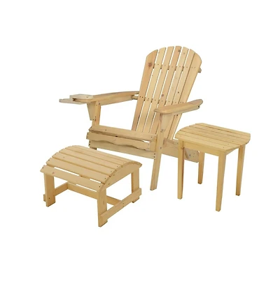 Jiallo Foldable Adirondack Chair With Cup Holder Bristro Set With Ottoman