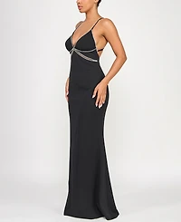 Seni & Cade Juniors' Scuba Rhinestone Cut Out Gown