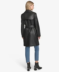 Andrew Marc Women's Jacqui Moto Style Leather Trench Coat