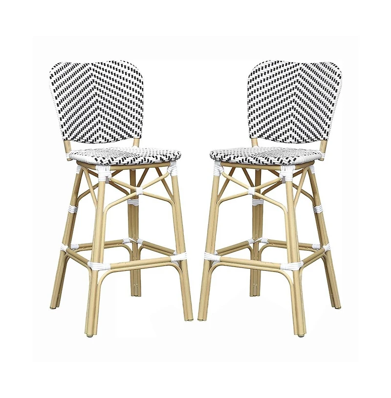 Enitial Star Adino Aluminum Woven Seat Patio Bar Chair (Set of 2