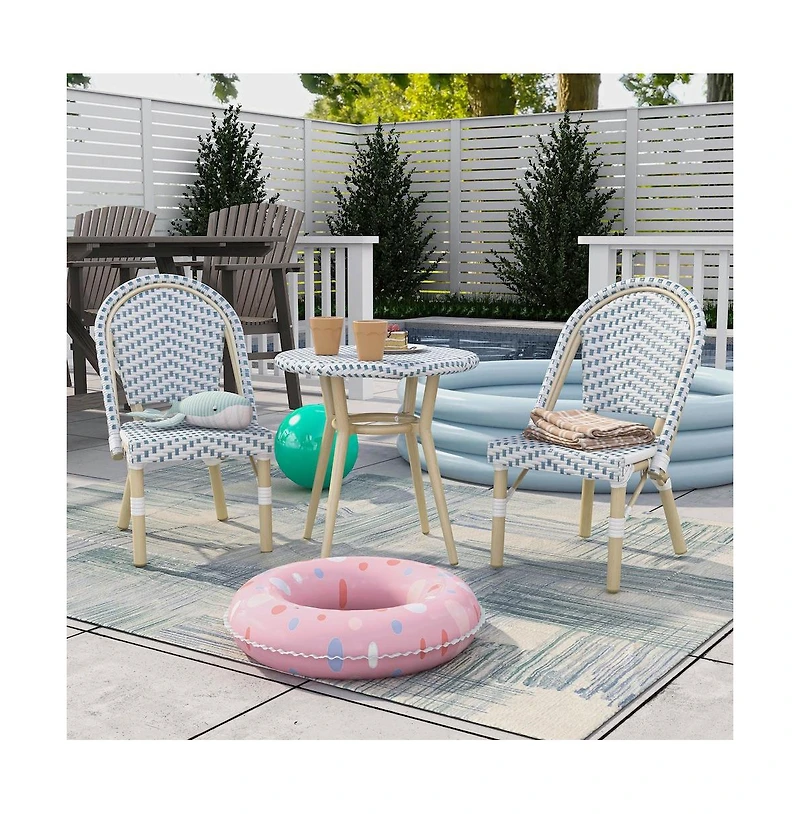 Enitial Star Dakie Aluminum 3-Piece Patio Kids Chair and Table Set