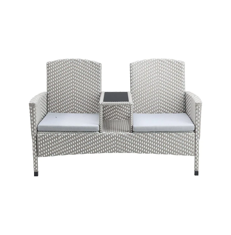 Enitial Star Azur Gray Metal Wicker Patio Conversation Loveseat
