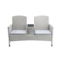 Enitial Star Azur Gray Metal Wicker Patio Conversation Loveseat