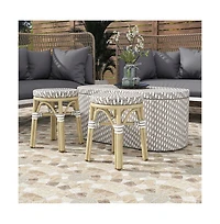 Enitial Star Pagler Aluminum 3pc Wicker Patio Coffee Table and Stool Set