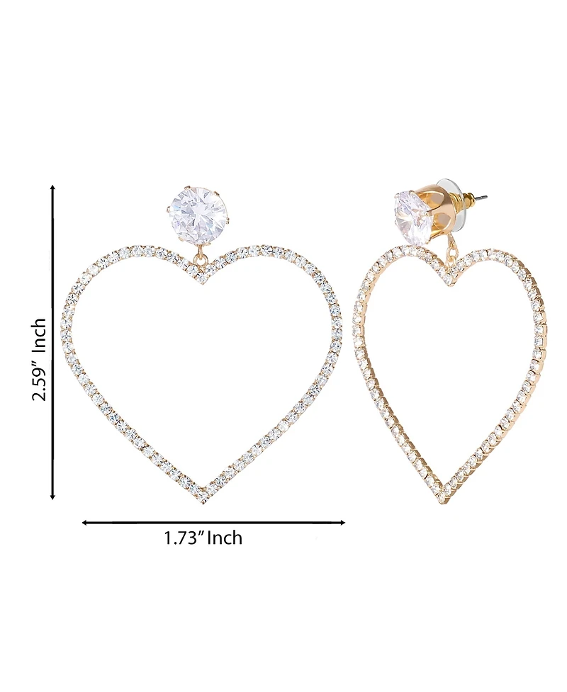 Glass Stone Heart Earrings