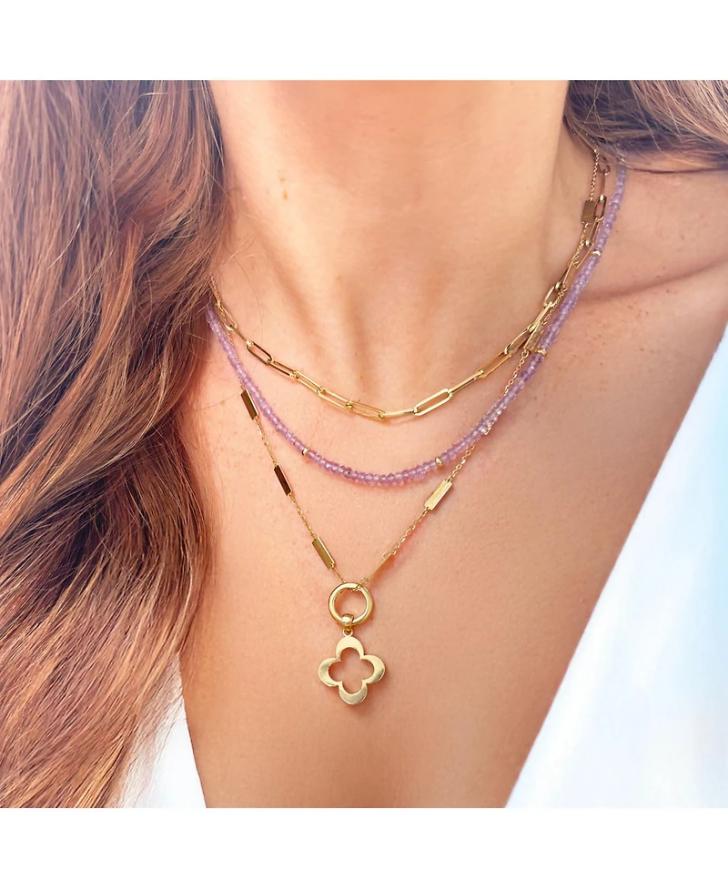 The Lovery Pink Amethyst Bead Necklace 14K Gold