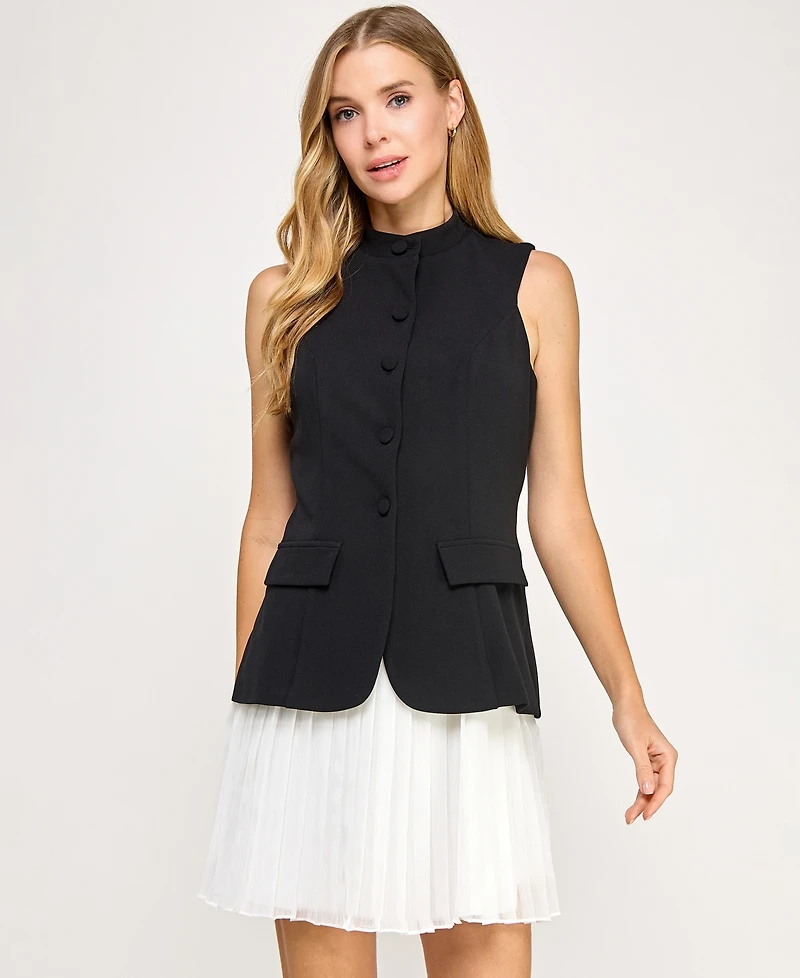 Seni & Cade Juniors' Sleeveless Chiffon Vest Dress
