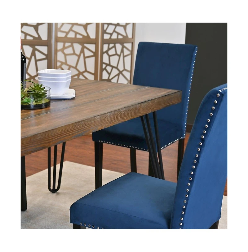 Roundhill Furniture Ashzo 5-Pc Dining Set, Hairpin Dining Table with 4 Chairs