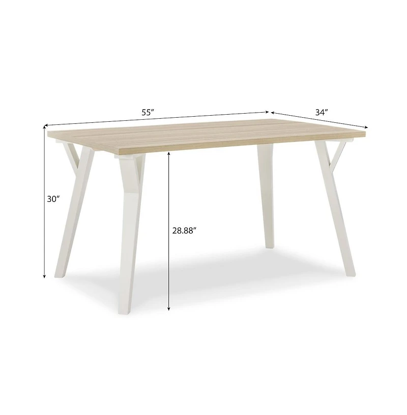 Roundhill Furniture Alwynn White and Natural Wood -Pc Dining Set