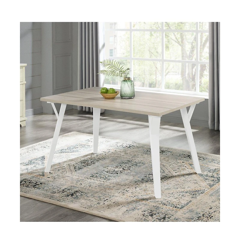 Roundhill Furniture Alwynn White and Natural Wood -Pc Dining Set