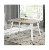 Roundhill Furniture Alwynn White and Natural Wood -Pc Dining Set