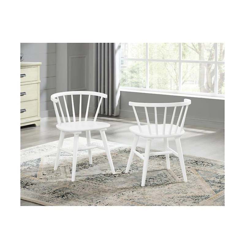Roundhill Furniture Edo White Wood 5-Pc Dining Set, Trestle Dining Table with 4 Windsor Chairs