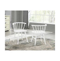 Roundhill Furniture Edo White Wood 5-Pc Dining Set, Trestle Dining Table with 4 Windsor Chairs