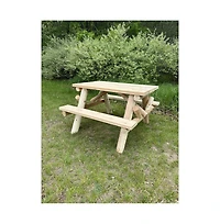 Contoured Comfort 4' Log Picnic Table Attached Benches