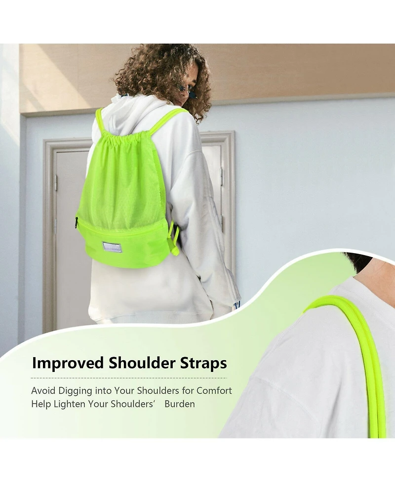 Akiudex Drawstring Backpack with Zipper Pockets and Adjustable Straps