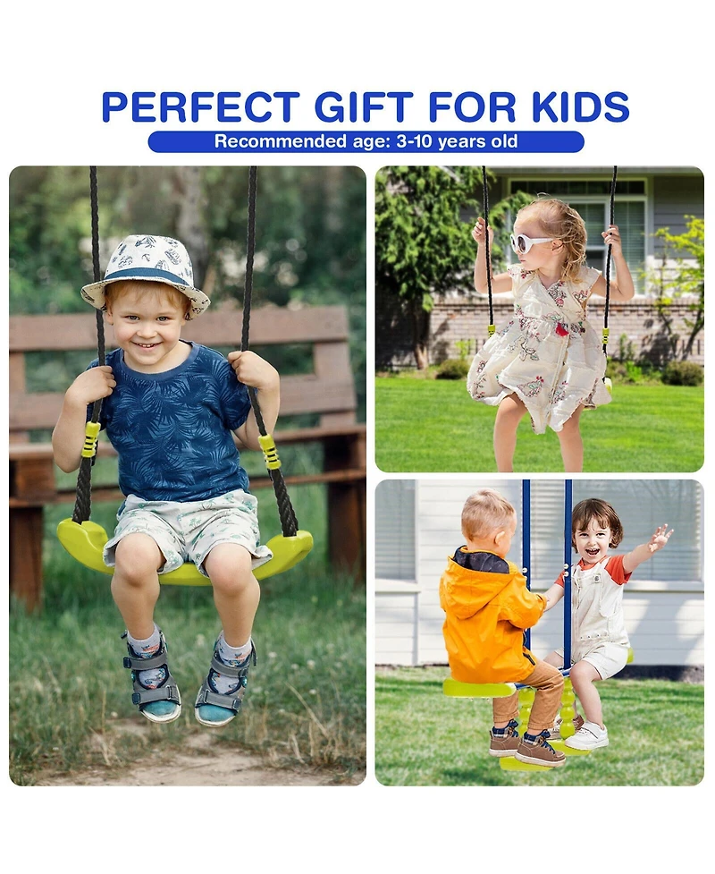 Akiudex Kids Outdoor Swing Set with 2 Swings and Glider, Holds 4 Children