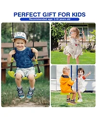 Akiudex Kids Outdoor Swing Set with 2 Swings and Glider, Holds 4 Children