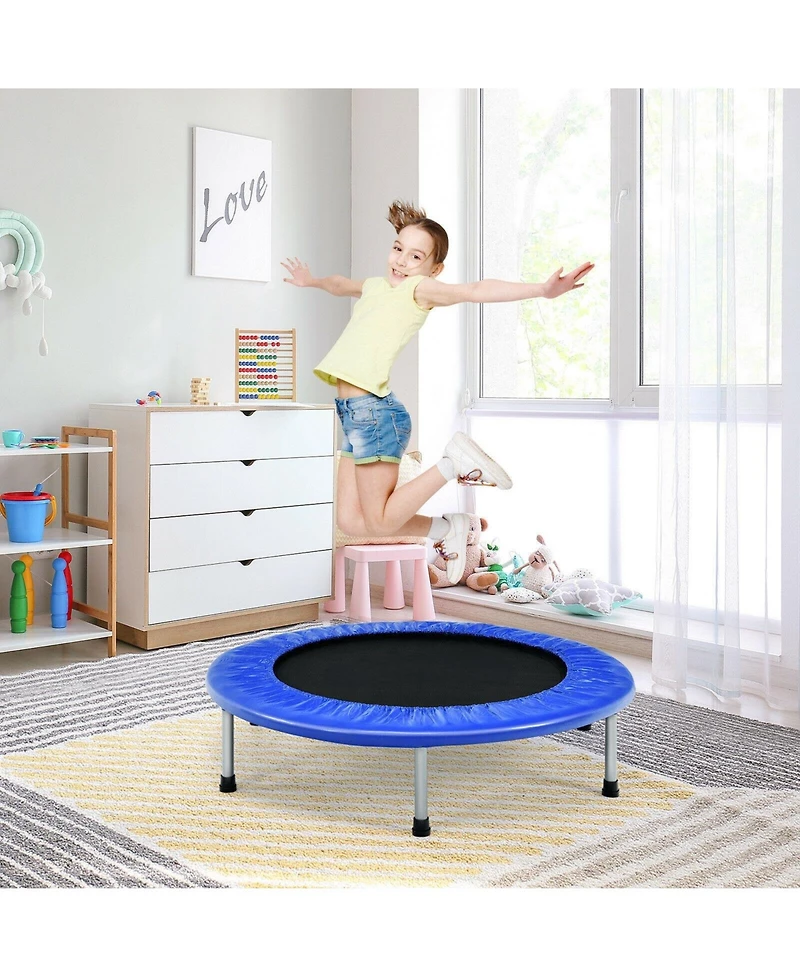 Akiudex Folding Fitness Trampoline with 32 Springs and Padded Edge for Indoor Exercise